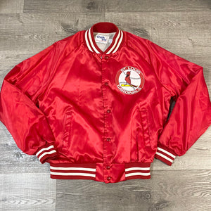 Vintage 1980s St Louis STL Cardinals Chalk Line Satin Bomber Jacket - L