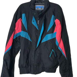 Vintage 80s 90s Black and Neon Ski Jacket from Double Black Ski - Men's Medium