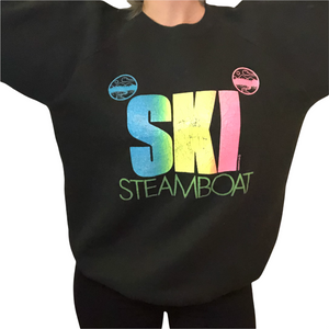 Vintage 1989 Ski Steamboat Neon Crew - L