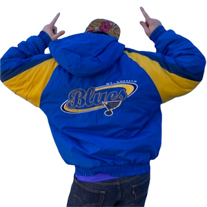 Vintage 1990s St Louis Blues Logo 7 Full Zip Puffer Jacket with Hood - XL