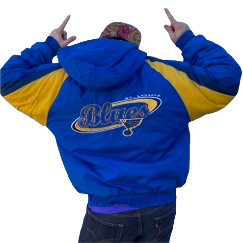 Vintage 1990s St Louis Blues Logo 7 Full Zip Puffer Jacket with 