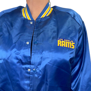 Vintage 1980s Los Angeles LA Rams Chalk Line Satin Bomber Jacket - New with Tags!! - Size Large