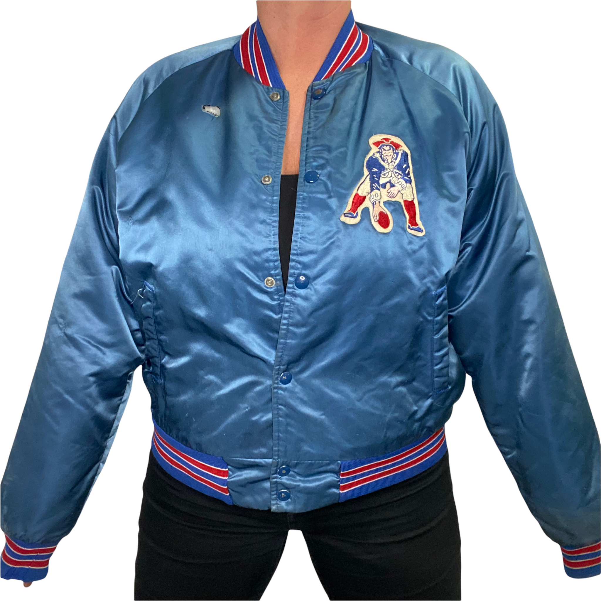 Vintage 1980s New England Patriots Old Logo Chalk Line Satin