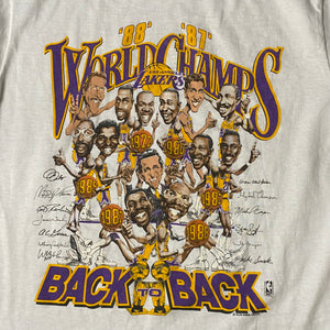 Vintage 1988 Los Angeles LA Lakers Back to Back Champions Charicature TSHIRT - Medium Available