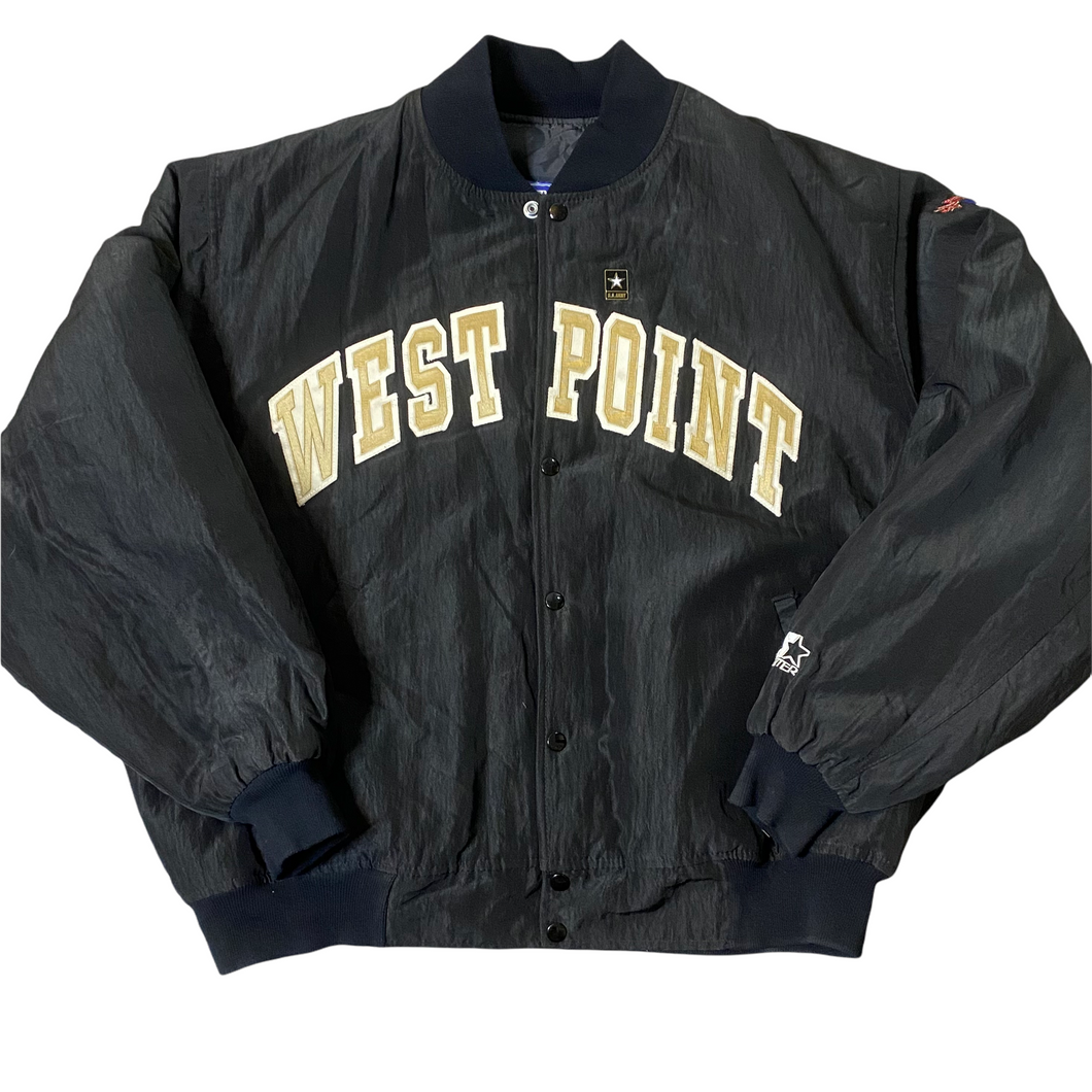 Vintage Late 80s-early 90s West Point Army Black Knights Starter Jacket Bomber SPELL OUT - XXL
