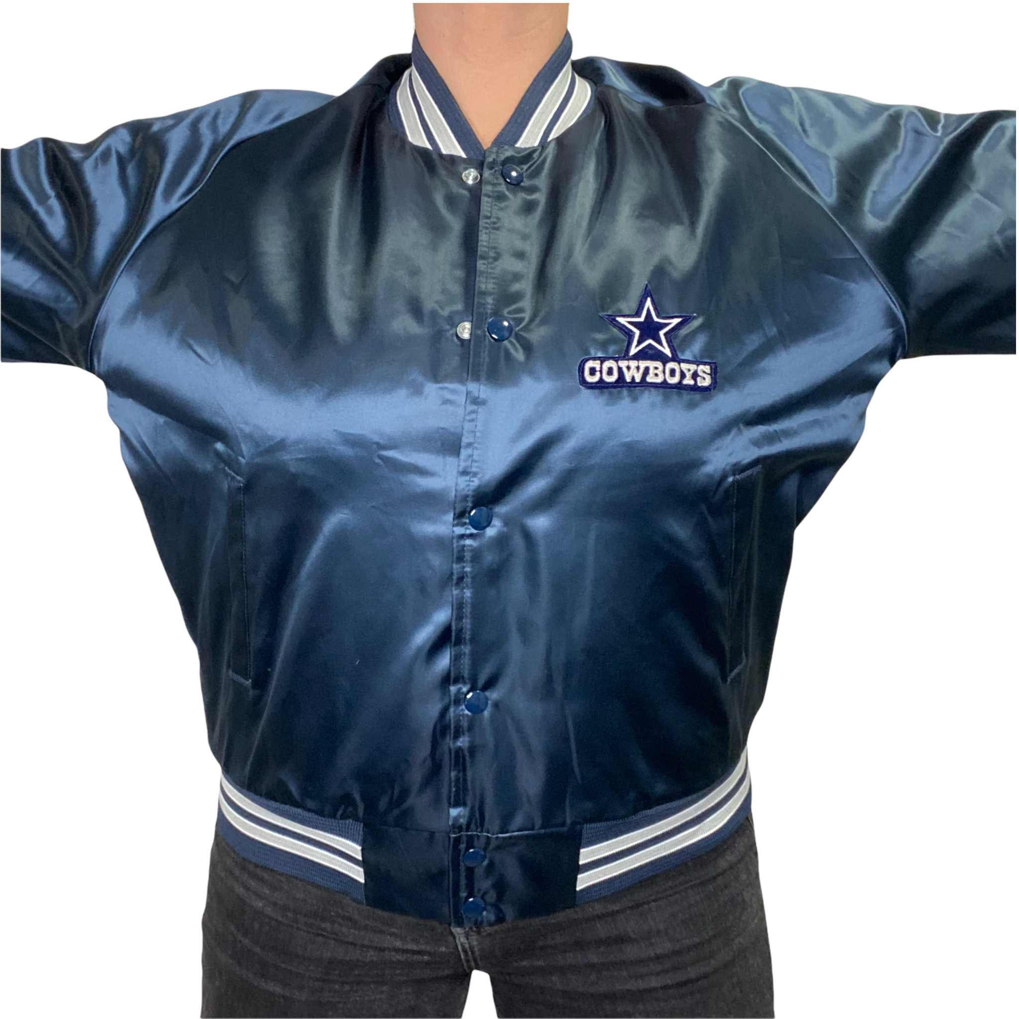 1990's DALLAS COWBOYS CHALK LINE SATIN VARSITY JACKET XL