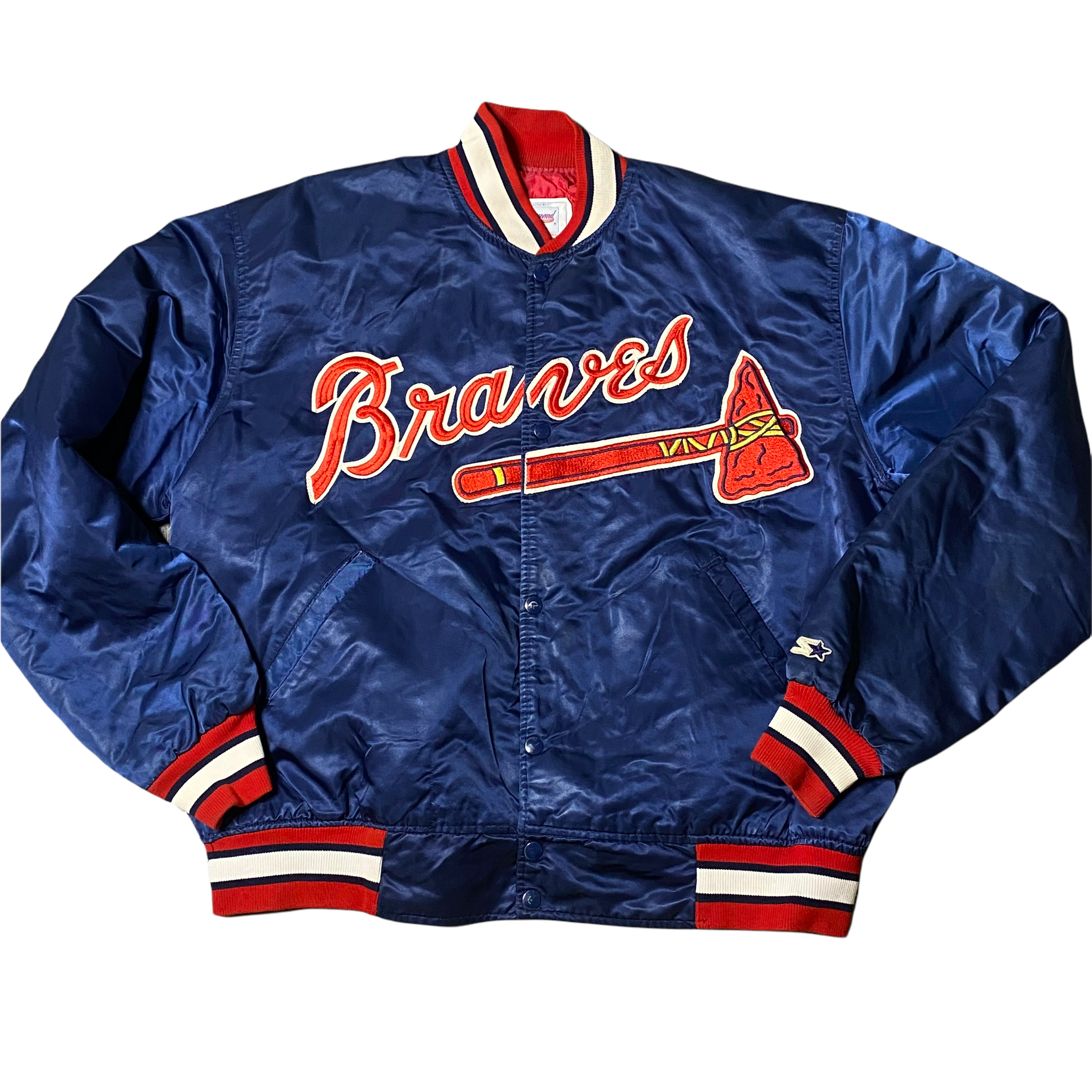 Vintage 1980s Atlanta Braves Satin Bomber Starter Jacket SPELL