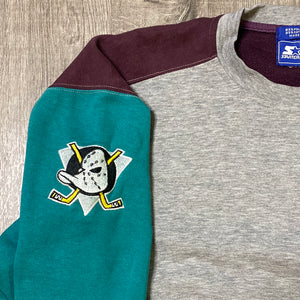 Vintage 1990s Mighty Ducks of Anaheim Color Block Crew from STARTER - L