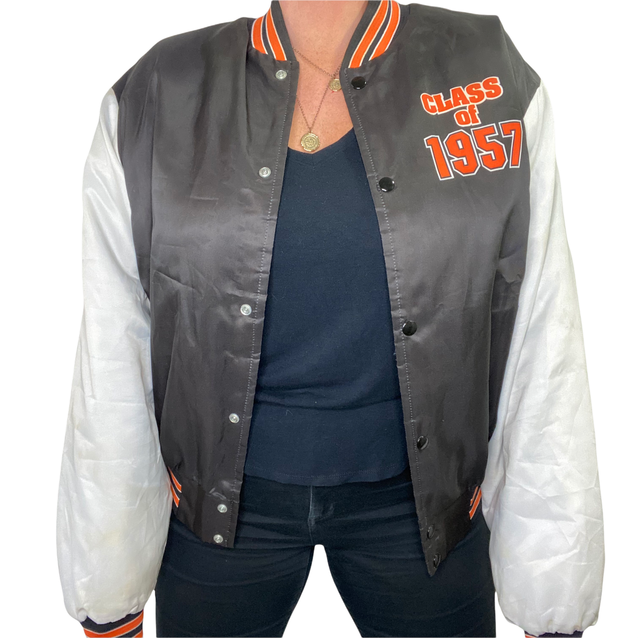 Vintage 1980s Princeton University Tigers Chalk Line Satin Bomber