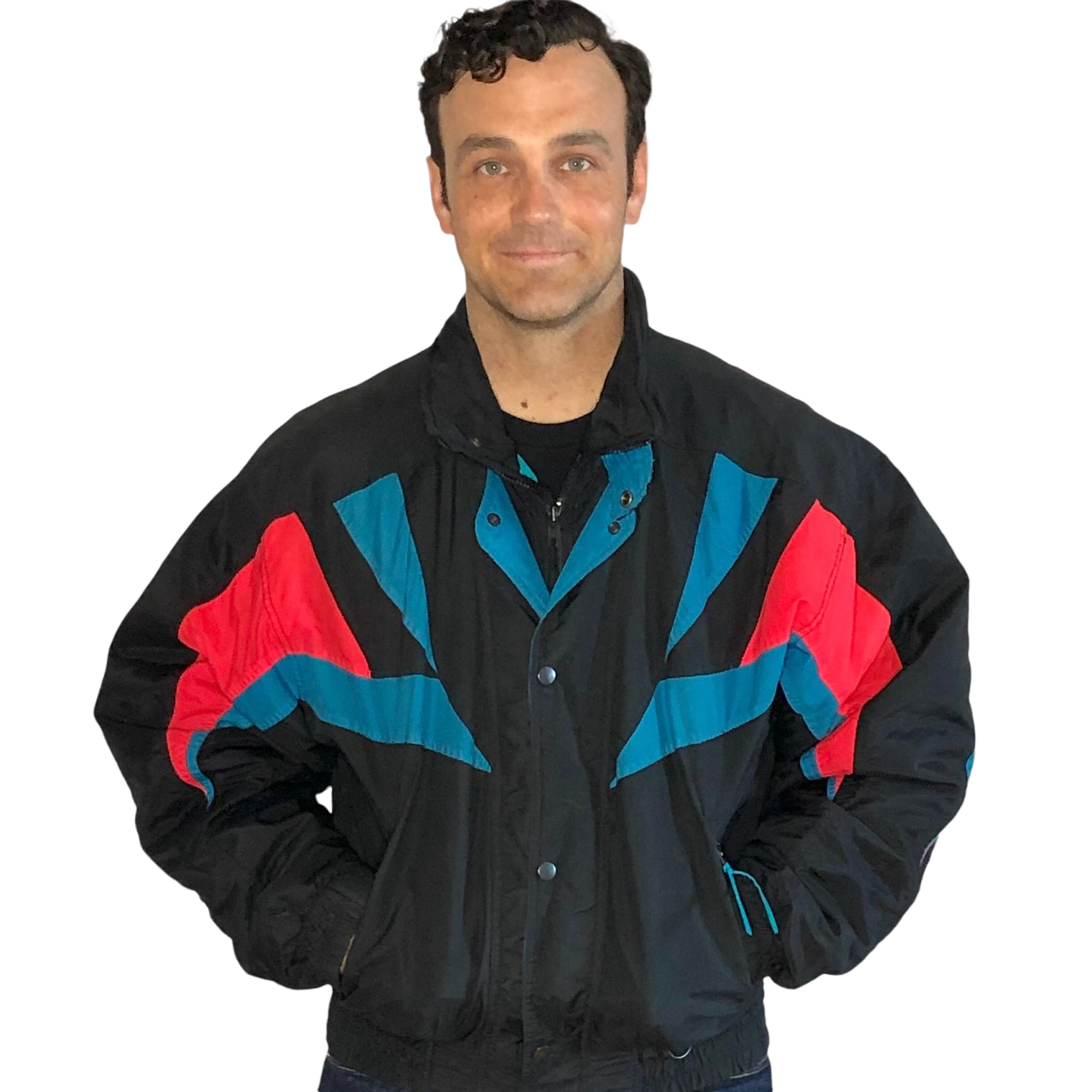 Vintage 80s 90s Black and Neon Ski Jacket from Double Black Ski