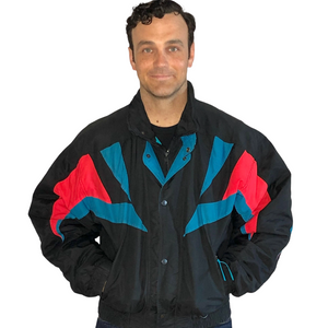 Vintage 80s 90s Black and Neon Ski Jacket from Double Black Ski - Men's Medium