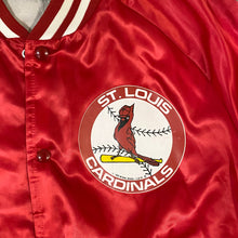 Load image into Gallery viewer, Vintage 1980s St Louis STL Cardinals Chalk Line Satin Bomber Jacket - L