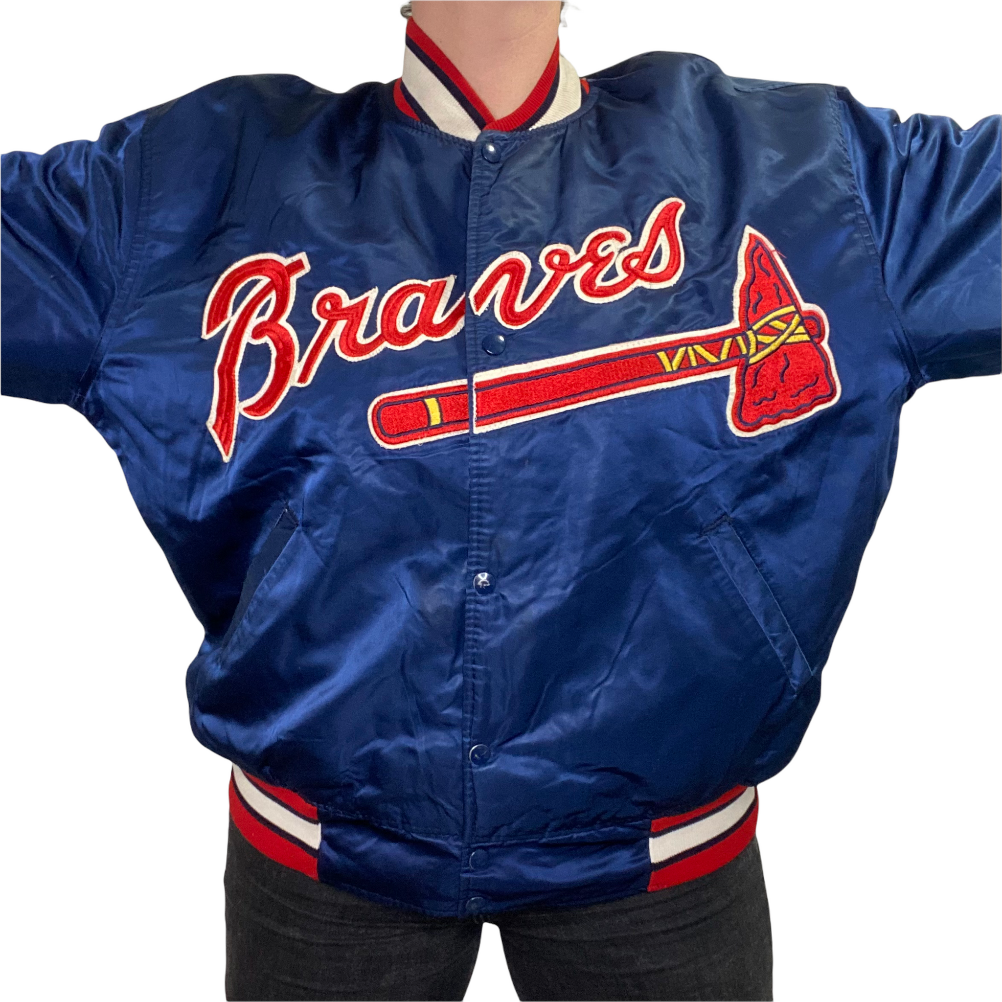 Vintage MLB Team Atlanta Braves Leather Jacket - Maker of Jacket