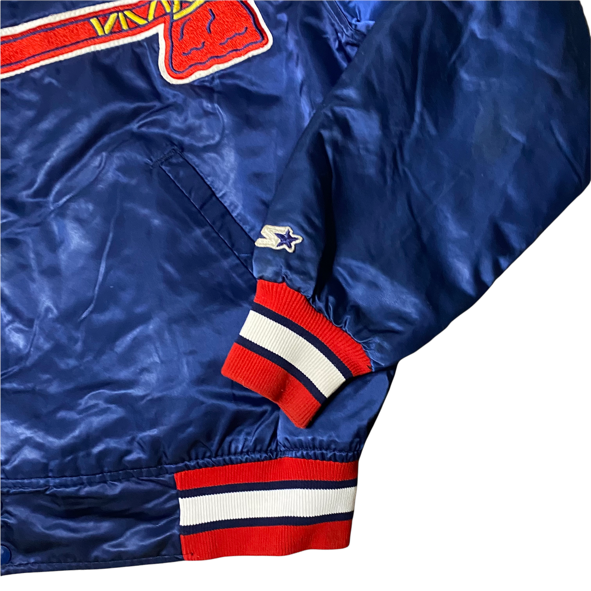 Vintage Atlanta Braves Satin Bomber Jacket Big Land Authentic Apparel MLB XL