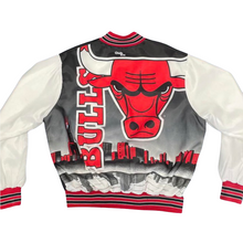 Load image into Gallery viewer, Vintage Late 80s Chicago Bulls Chalk Line Satin Bomber FANIMATION Jacket - Size XL