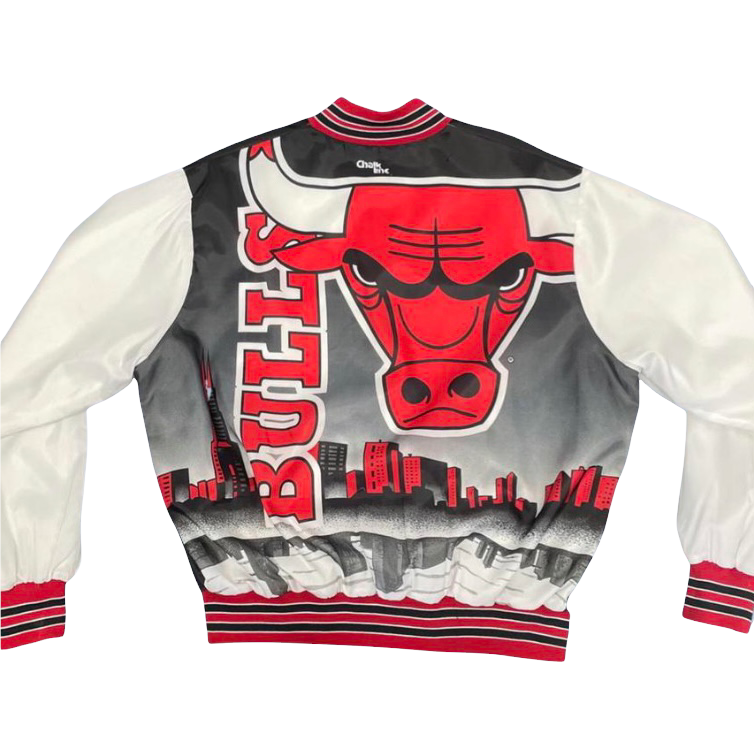 Vintage Late 80s Chicago Bulls Chalk Line Satin Bomber FANIMATION Vintage Late 80s Chicago Bulls Chalk Line Satin Bomber FANIMATION
