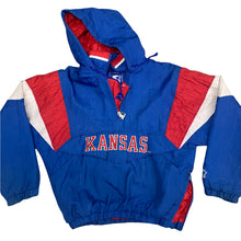 Load image into Gallery viewer, Vintage 1990s University of Kansas KU Jayhawks Kangaroo Style Pullover Starter Jacket Puffer - Size Small