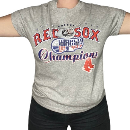 Vintage 2004 Boston Red Sox World Series Champions Long Sleeve Tshirt - Youth Large / Adult Xs/S
