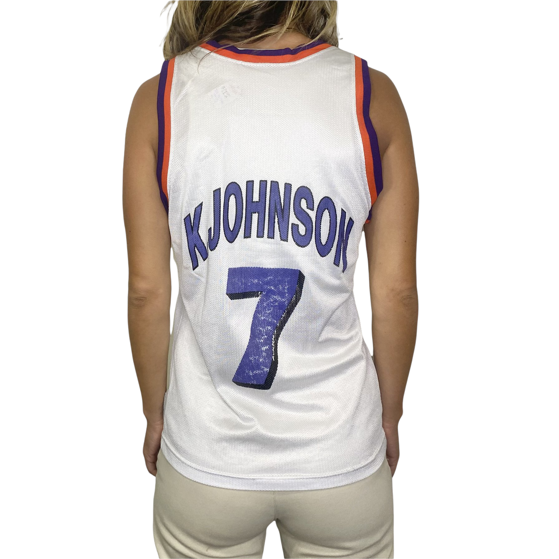 Vintage Champion Phoenix Suns Jersey KEVIN JOHNSON #7 Sz 44 L WHITE Nba