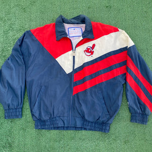 Vintage 1990s Cleveland Indians Full Zip Windbreaker from Logo 7 - L/XL