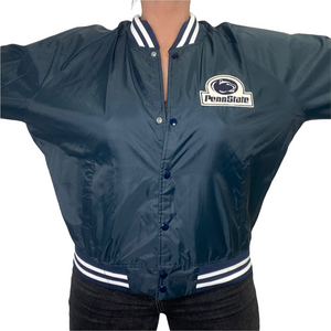 Vintage 1980s Penn State University PSU Nittany Lions Chalk Line Bomber Jacket Windbreaker - XL