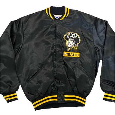 Vintage 1980s Pittsburgh Pirates Felco Brand Satin Bomber Jacket - L