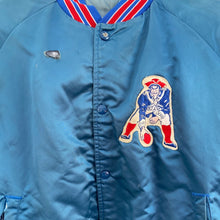 Load image into Gallery viewer, Vintage 1980s New England Patriots Old Logo Chalk Line Satin Bomber Jacket SPELL OUT - L