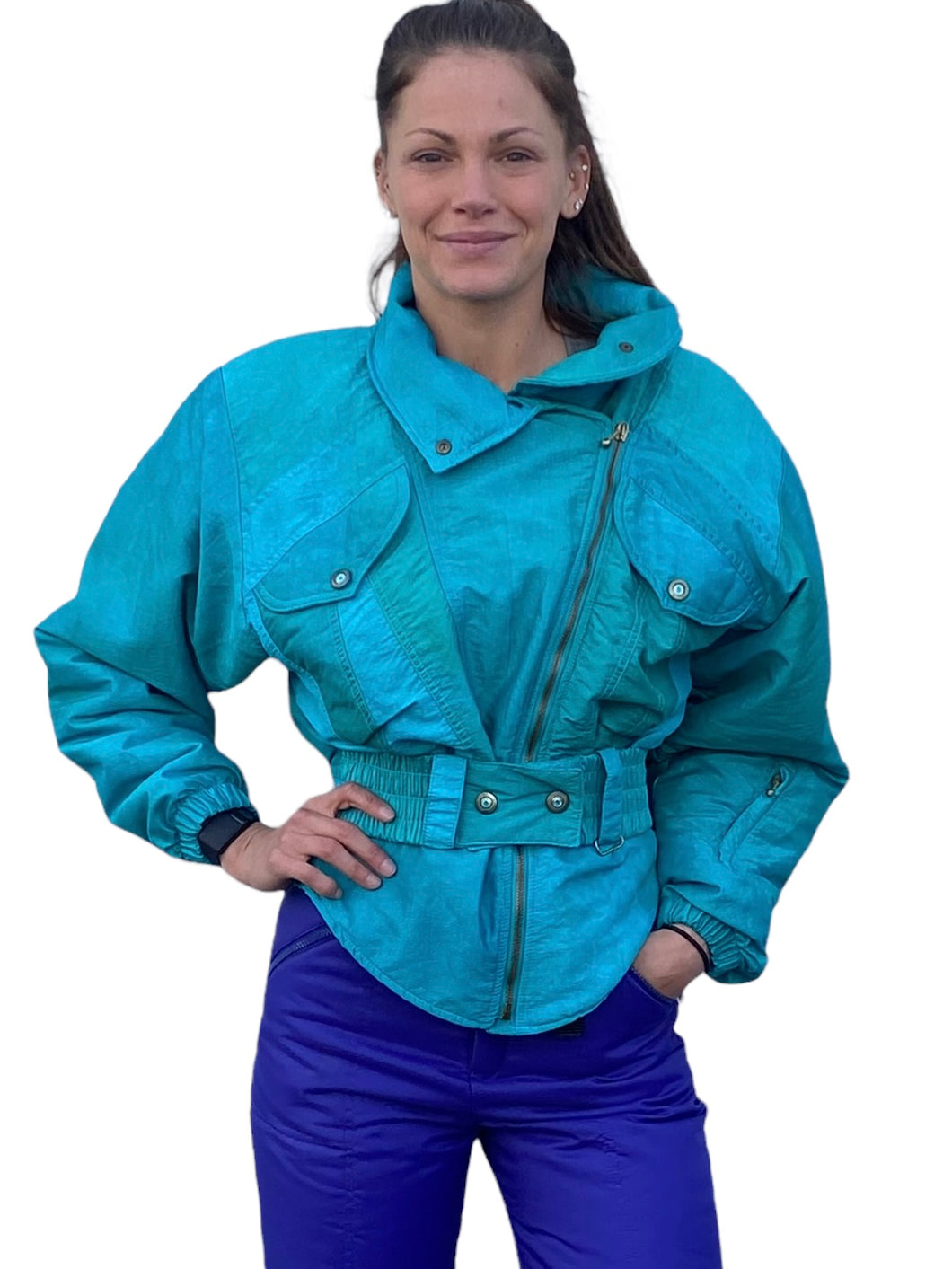 Vintage 1980s Turquoise Nils Ski Jacket - Size 4 / Small