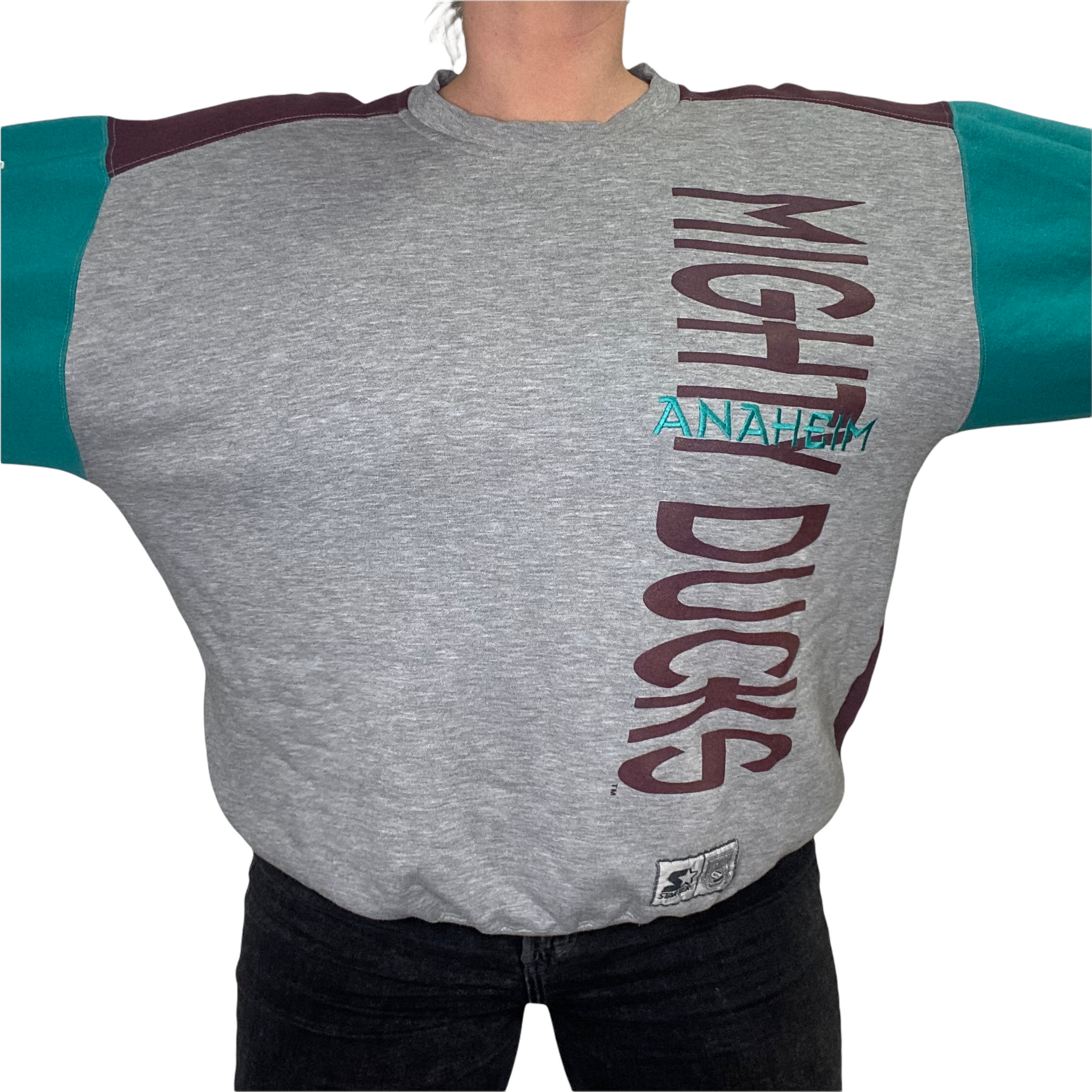 Anaheim Mighty Ducks 1990's Vintage NHL Crewneck Sweatshirt Ash / 2XL