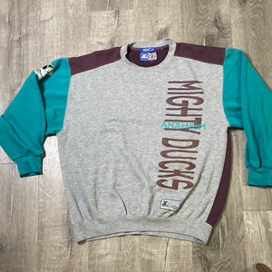 Vintage 1990s Mighty Ducks of Anaheim Color Block Crew from STARTER - L