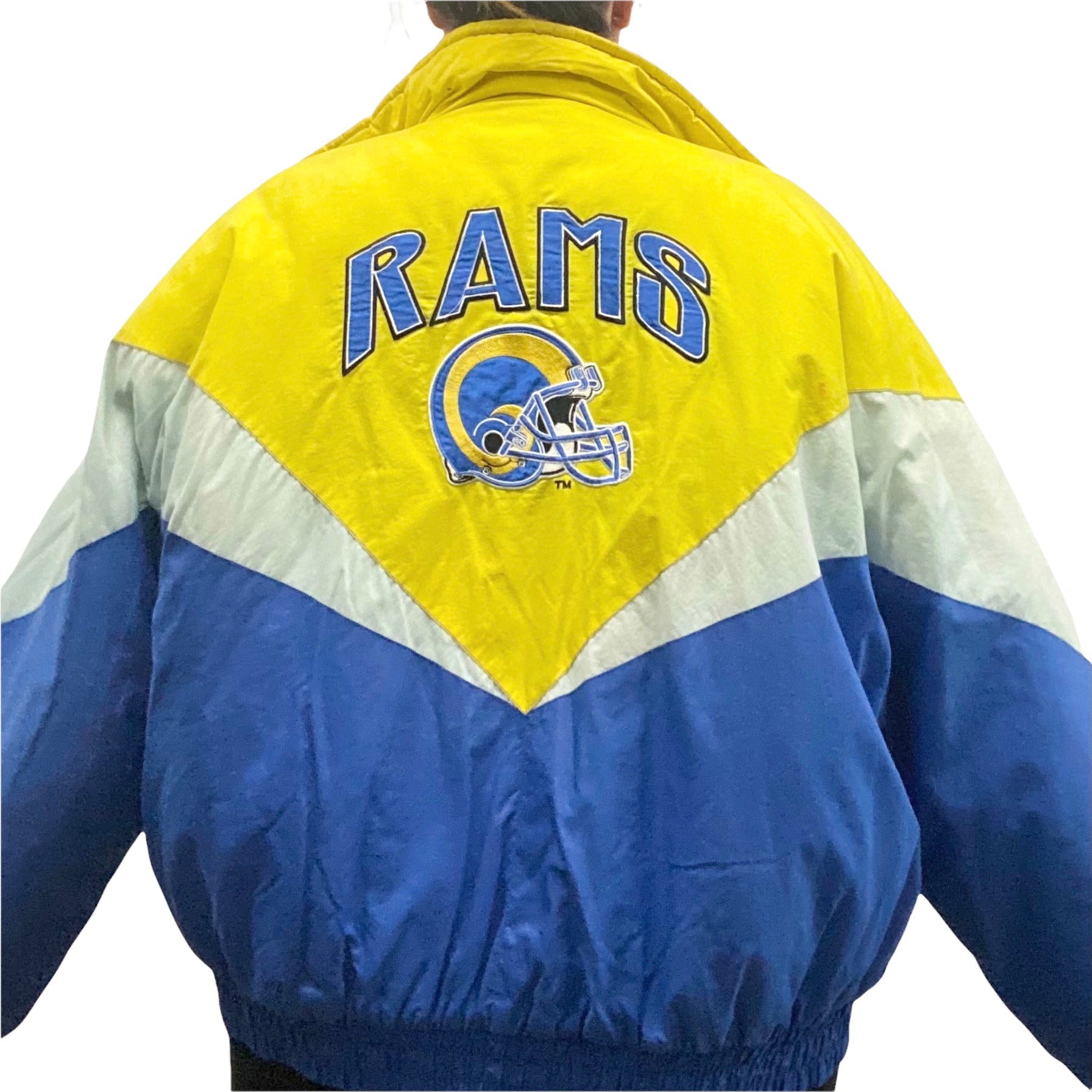 Vintage Early 90s Los Angeles LA Rams Full Zip Puffer Jacket from