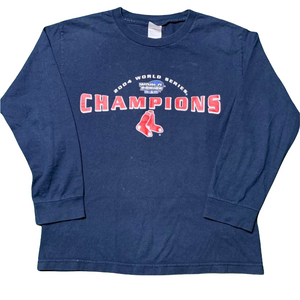 Vintage 2004 Boston Red Sox World Series Champions Long Sleeve TSHIRT - Youth Large / Adult XS/S