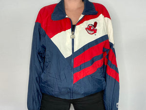 Vintage 1990s Cleveland Indians Full Zip Windbreaker from Logo 7 - L/XL