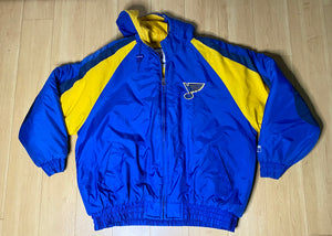 Vintage 1990s St Louis Blues Logo 7 Full Zip Puffer Jacket with Hood - XL
