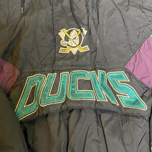 Load image into Gallery viewer, Vintage 90s Mighty Ducks of Anaheim Kangaroo Style Starter Jacket Puffer - L
