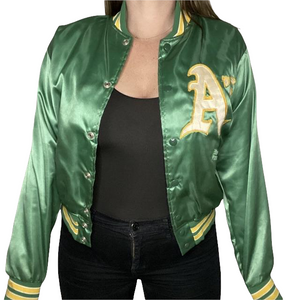 Vintage 1980s Oakland A's Athletics Satin Bomber Jacket from Felco MLB - S