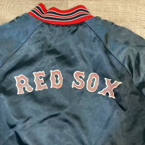 Vintage 1980s Boston Red Sox Chalk Line Satin Bomber Jacket SPELL OUT - M