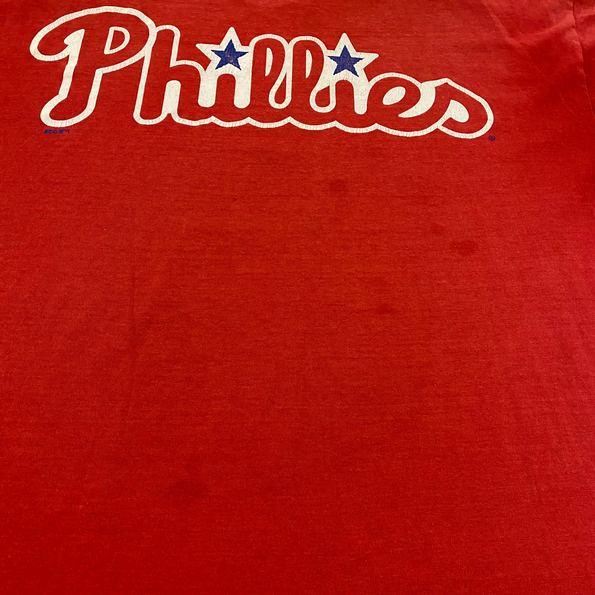 VTG Philadelphia Phillies Maroon LOGO 7 Single Stitch T-Shirt Size Large  80s 90s