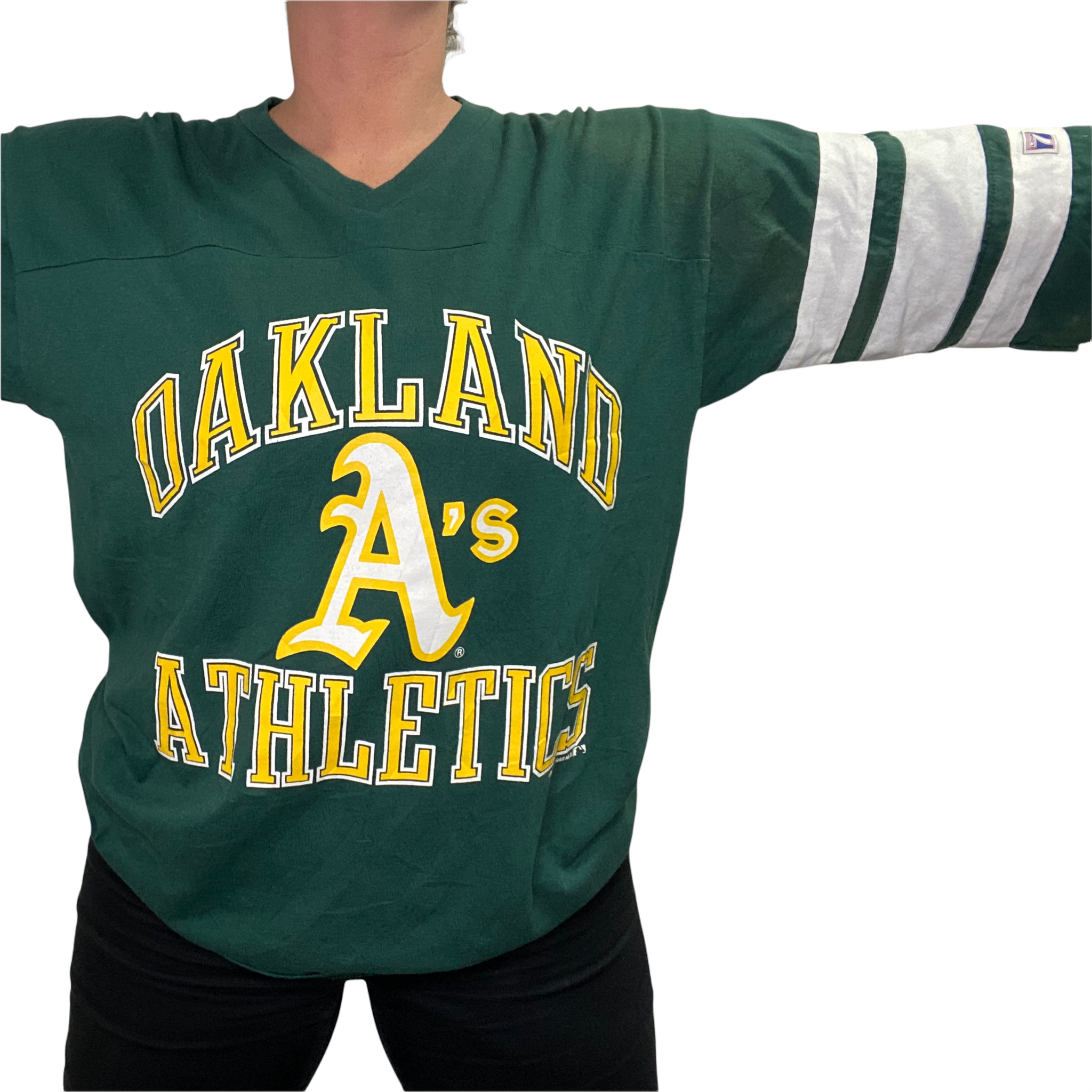 Vintage, Logo 7, Size L, Oakland A's, Long Sleeve T-Shirt