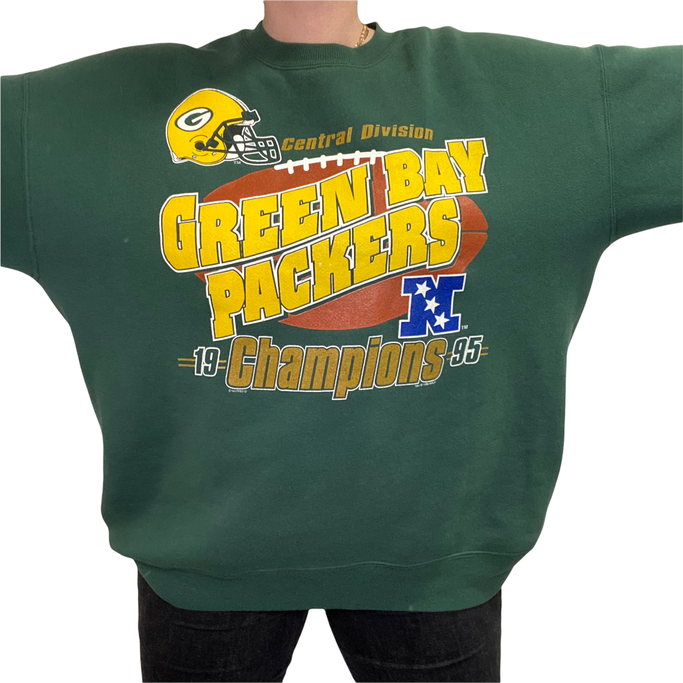 Vintage Green Bay Packers 95 96 97 NFC Central Division Champions  Sweatshirt Med